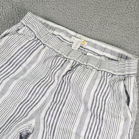 C&C California Pants - C&C California Pants Womens Medium White 100% Linen Striped Jogger Tapered